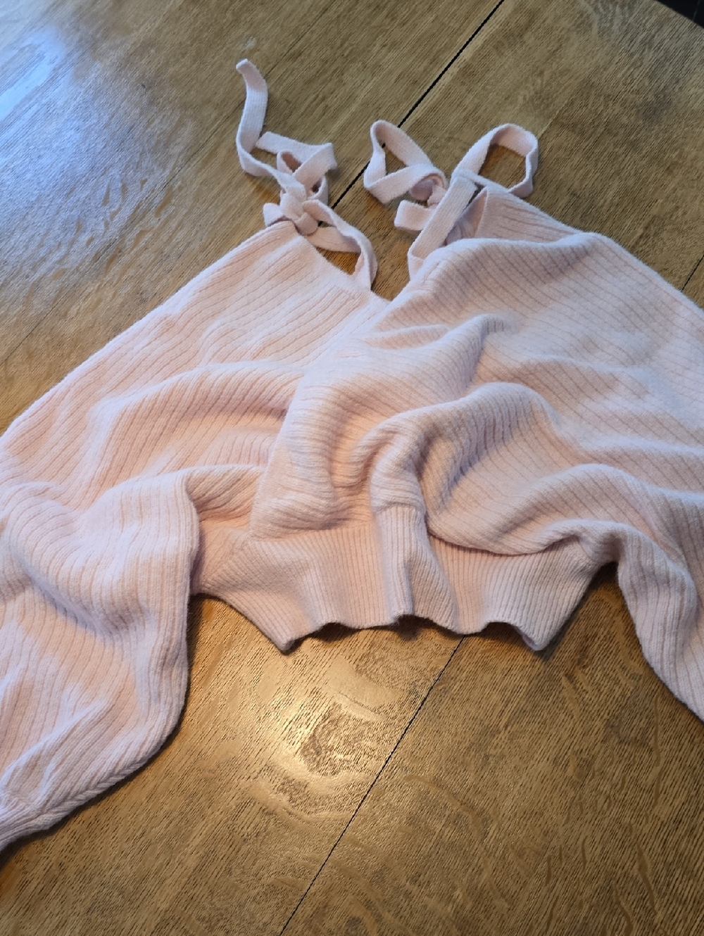 Cider Blush Ribbed Tie-Strap Crop Top